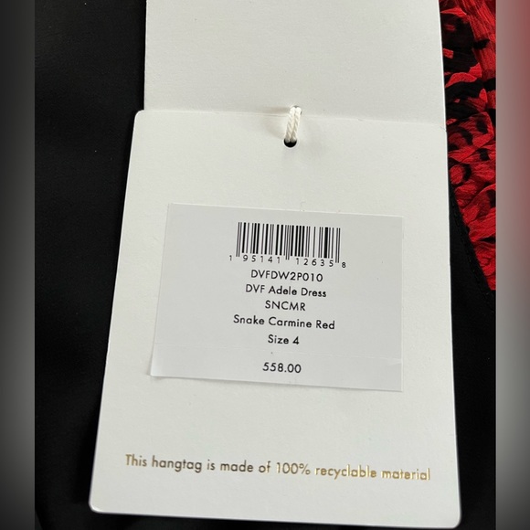 Diane Von Furstenberg DVF Adele Dress snake print carmine red - New with tags - Picture 3 of 11